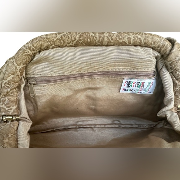 VTG 80s Genuine Leather by Reem brown tones crossbody bag - Picture 4 of 4